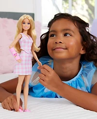 Barbie Fashionistas Doll #243 with Arm Cast and Plaid Top and Skirt