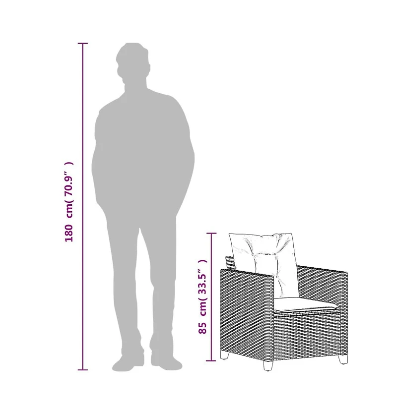 Patio Chair with Cushions Black Poly Rattan