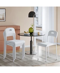 Gaomon Stackable Plastic Dining Chairs with Metal Legs, Multi-Use Seating for Dining Table Waiting Room Conference Room
