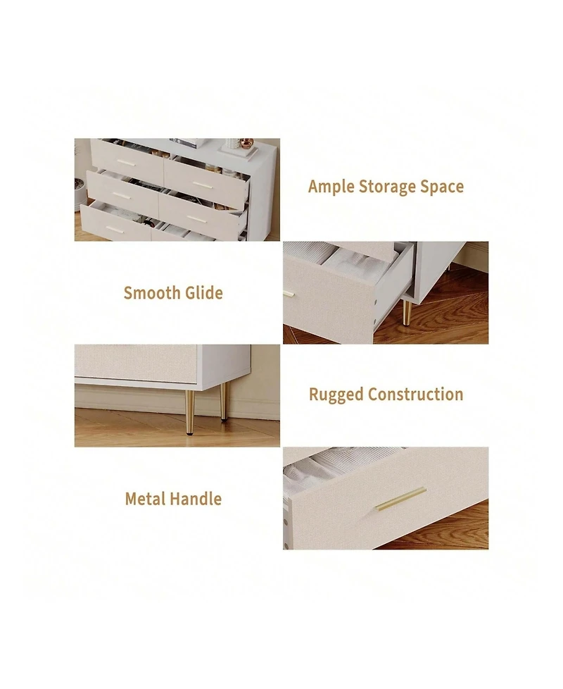 Gaomon Modern White 3-Drawer Slim Nightstand, Gold Metal Legs Bedside Dresser for Small Bedroom Spaces
