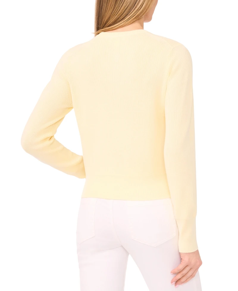 CeCe Women's Crewneck Long-Sleeve Cardigan