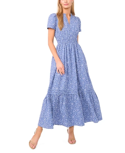 CeCe Women's V-Neck Short-Sleeve Maxi Dress