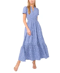 CeCe Women's V-Neck Short-Sleeve Maxi Dress