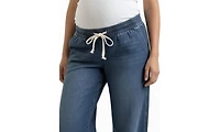 Women's Under the Belly Tie Waist Denim Wide Leg Pant - Motherhood Maternity