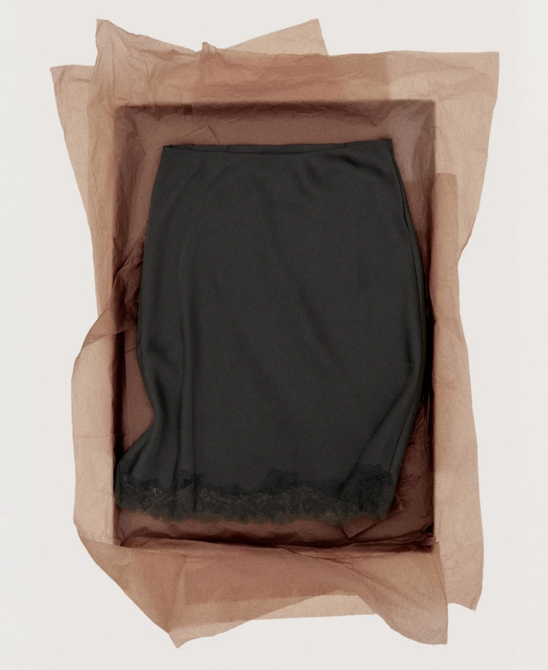 Mango Women's Satin Lace Skirt