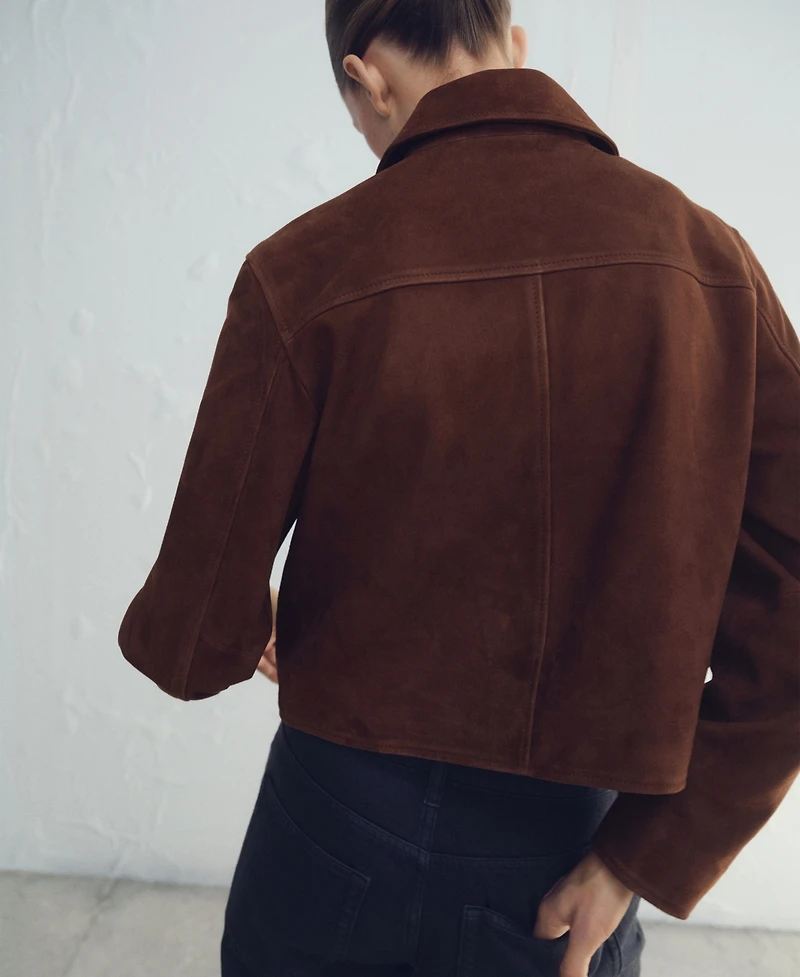 Mango Women's Suede Buttons Jacket