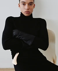 Mango Women's Brooch Turtleneck Knitted Dress