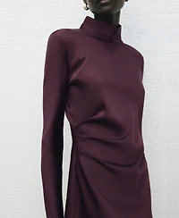 Mango Women's Pleat Detail Satin Dress