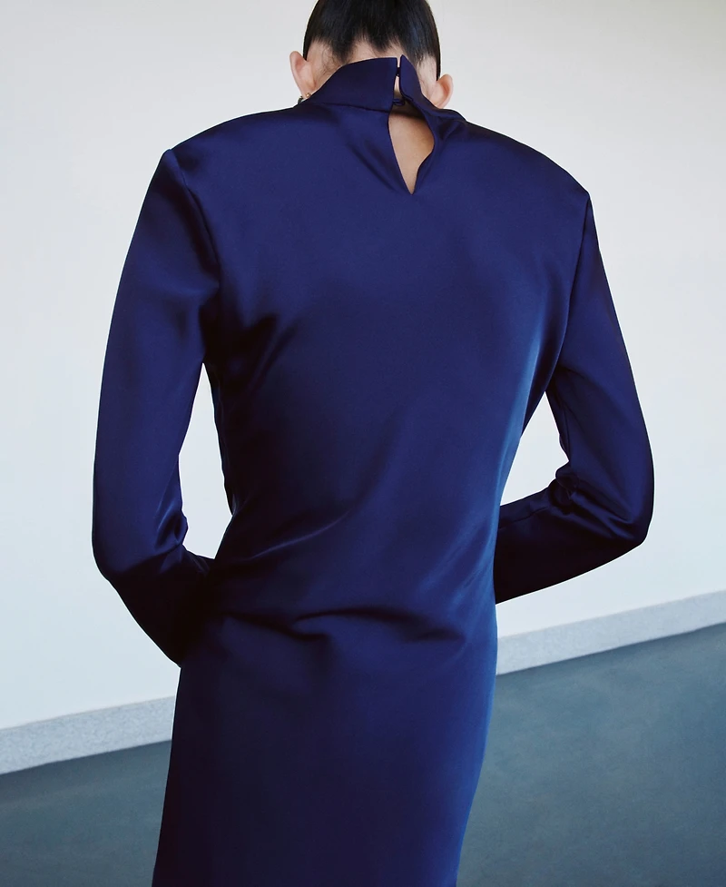 Mango Women's Pleat Detail Satin Dress