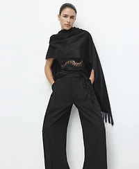 Mango Women's Pleated Wide Leg Pants