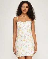 Seni & Cade Juniors' 3D Flowers Sequin Short Dress