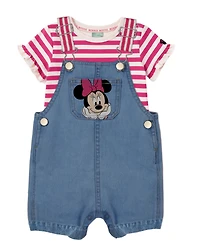 Disney Baby Girls' Minnie Mouse Bodysuit & Shortall, 2-Piece Set