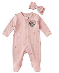 Disney Baby Girls' Princess Sleep and Play & Bow Headband, 2-Piece Set