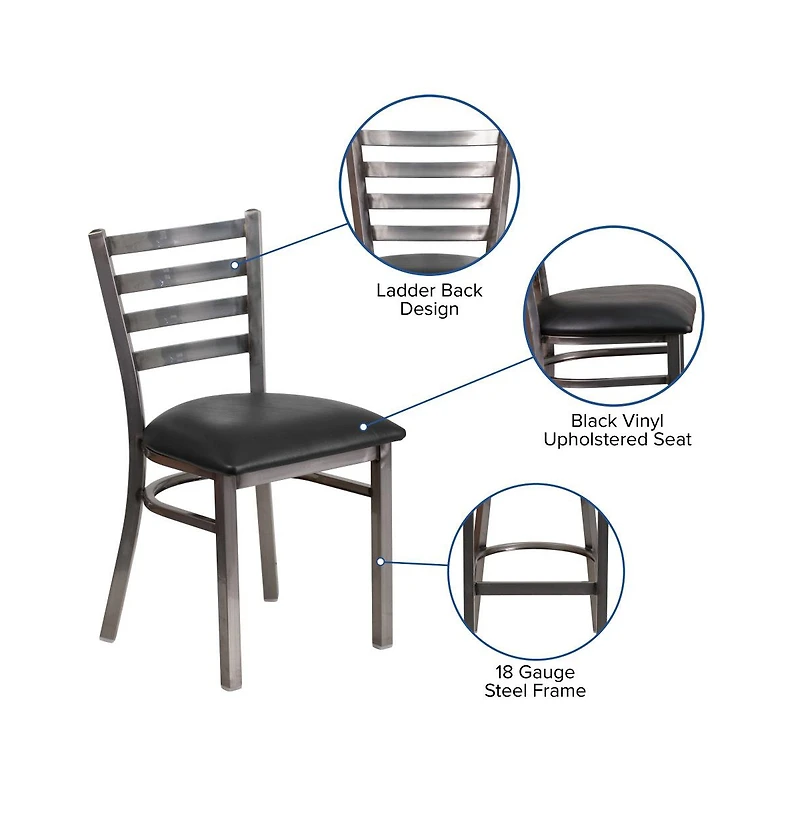 Emma+Oliver Clear Coated Ladder Back Metal Restaurant Dining Chair