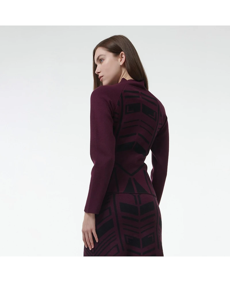 Leem Women's Geometric Jacquard Fitted Knit Top