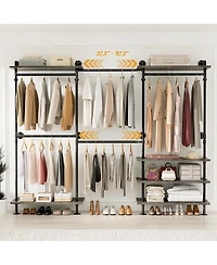 Aheaplus Clothing Rack,Garment Rack With 3 Wood Shelves, Organizer Rack Wall Mounted