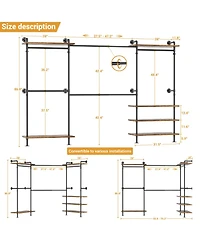 Aheaplus Clothing Rack,Garment Rack With 3 Wood Shelves, Organizer Rack Wall Mounted