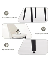 gaomon Modern Linen Upholstered Dining Chair Set, Curved Back Kitchen Chairs with Solid Wood Legs