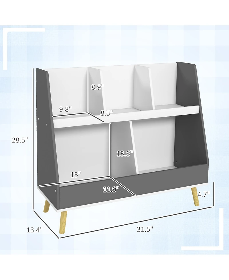 Hongge 2 Tier Kids Bookcase with Toy Storage Compartments
