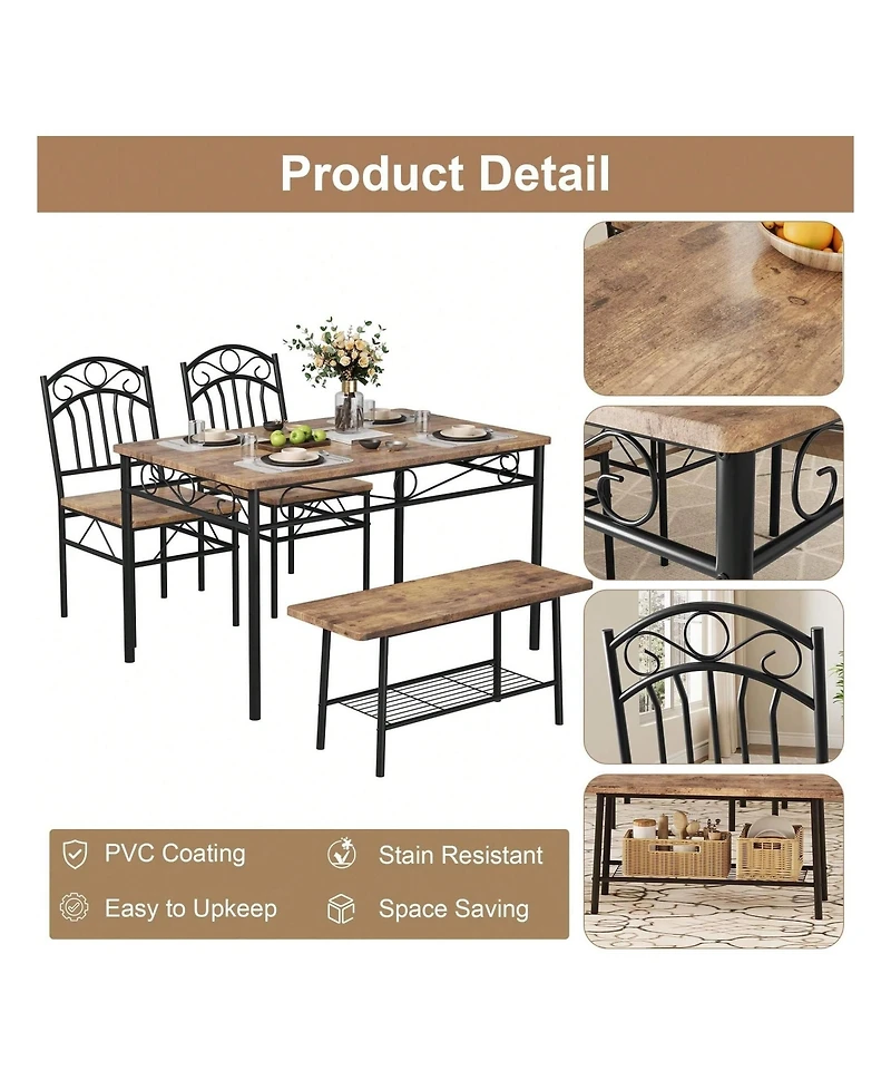 Gaomon Kitchen Table Dining Table Set For 4 4Piece Dining Room Table and Chairs 43.3inch Kitchen Table Set