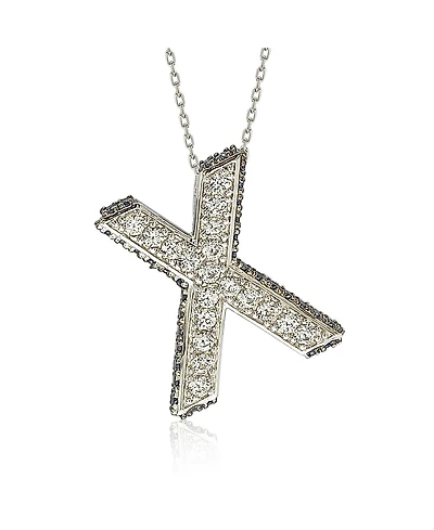 Suzy Levian Sterling Silver Sapphire 3-d Letter "X" Initial Pendant