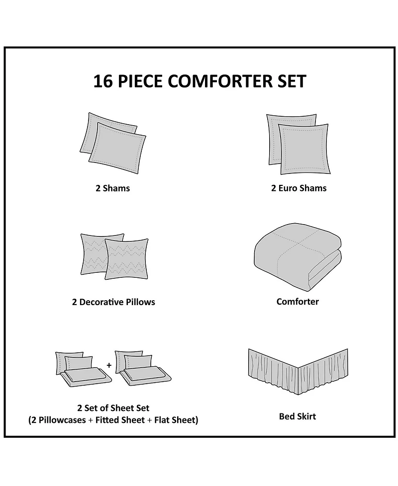 Madison Park Essentials Zara Jacquard 16-Pc. Comforter Set