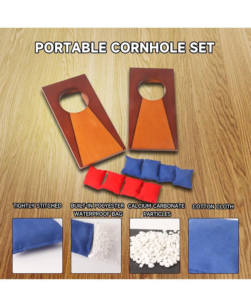 Gse Games & Sports Expert Mini 10"x5" Tabletop Cornhole Toss Game Set with 8 Bean Bags, Wooden Desktop Corn Hole Game Set
