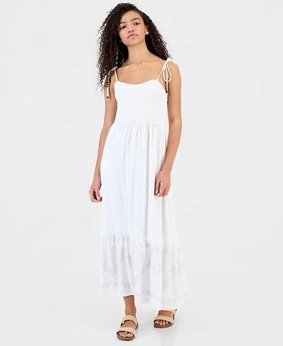 Hippie Rose Juniors' Ditsy Floral Smocked Maxi Dress