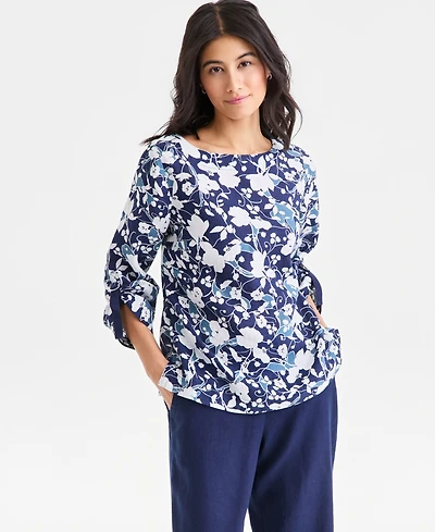 Charter Club Petite Floral Print Top, Macy's Exclusive
