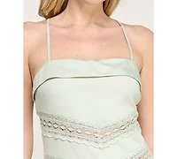 Beauty & Grace Women's Square Neck Drop-Waist Rib-Knit Lawn Mini Dress