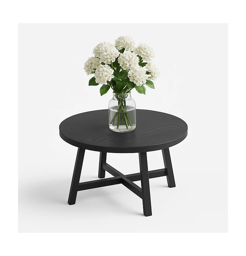 Gaomon Kitchen Table Round Coffee Table Industrial Brown Center Tablefor Dining Room, Home Office