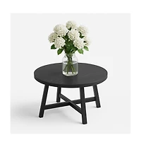 Gaomon Kitchen Table Round Coffee Table Industrial Brown Center Tablefor Dining Room, Home Office