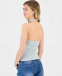 Just Polly Juniors' Striped Knit Halter Top