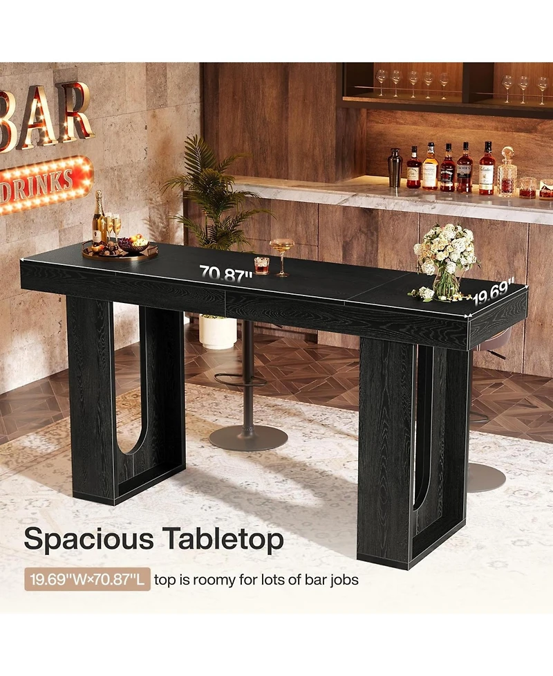 Draft - Tribesigns Bar Table, Modern Counter Height Pub Table, Rectangular Home Coffee Bar Unit with Sturdy Legs