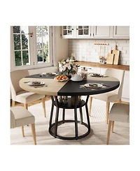 Gaomon Kitchen Table 42inch Round Farmhouse Dining Table For 4 6 People Rustic Wood Kitchen Table for Dining Room