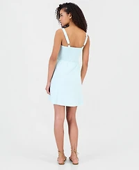 Rebel Veil Juniors' Printed Linen-Blend Mini Dress