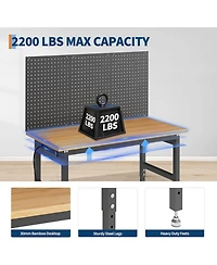 Gaomon Kitchen Table 60 Inch Heavy Duty Adjustable Workbench for Dining Room, Home Office, Living Room