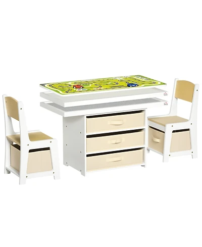 Hongge 3 in 1 Kids Activity Table and Chair Set with Storage