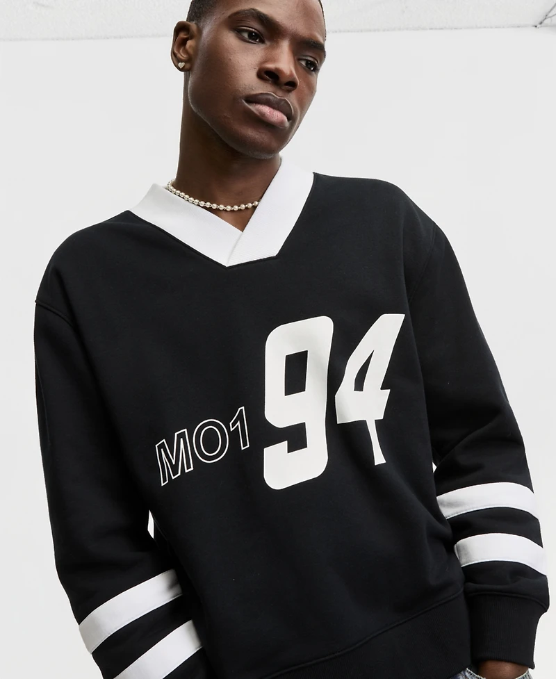 Mode of One Men's Relaxed-Fit Varsity V-Neck Shirt, Macy's Exclusive