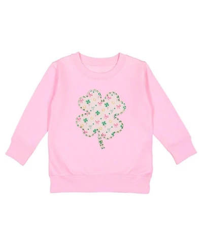 Draft - Sweet Wink Big Girls Ditsy Shamrock Patch St. Patrick's Day Sweatshirt