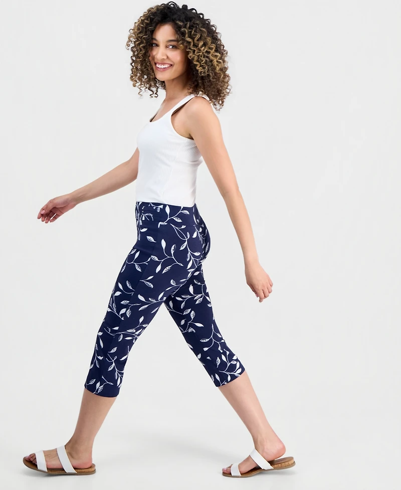 Jm Collection Petite Winding Leaves Rivet Capri Pants, Macy's Exclusive