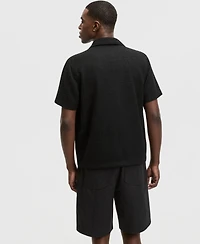 Mode of One Men's Relaxed-Fit Boucle Short-Sleeve Camp Shirt, Macy's Exclusive