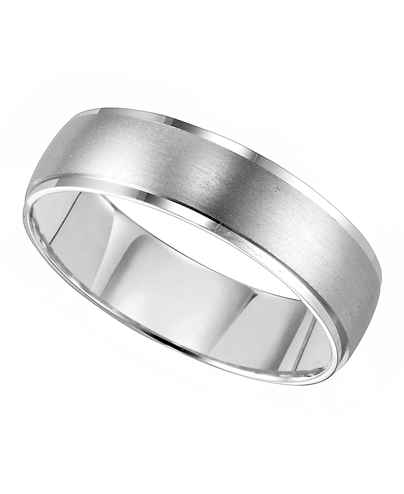 14k White Gold Brushed Finish Wedding Band