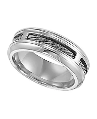 Triton Men's Stainless Steel Ring, Comfort Fit Cable Wedding Band
