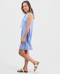 Style & Co Petite Floral Knit Sleeveless Lace-Up Dress, Macy's Exclusive