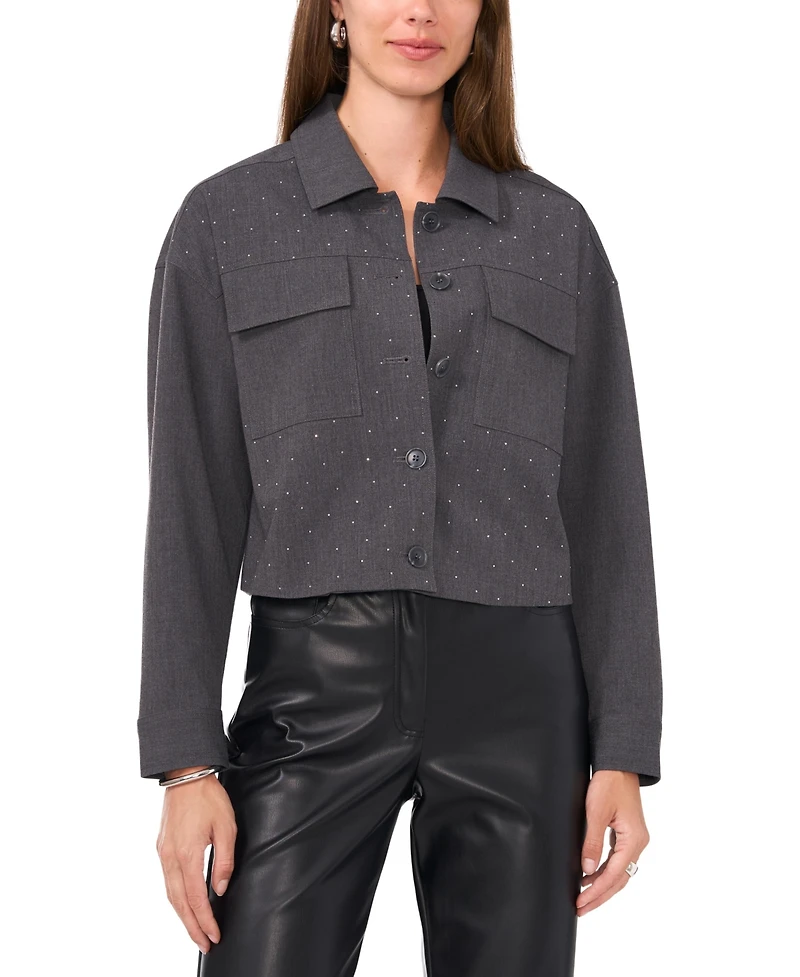 Vince Camuto Women's Cropped Button-Up Shirt Jacket