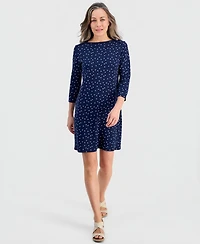 Style & Co Petite Polka Dot Knit Envelope-Neck 3/4-Sleeve Dress, Macy's Exclusive