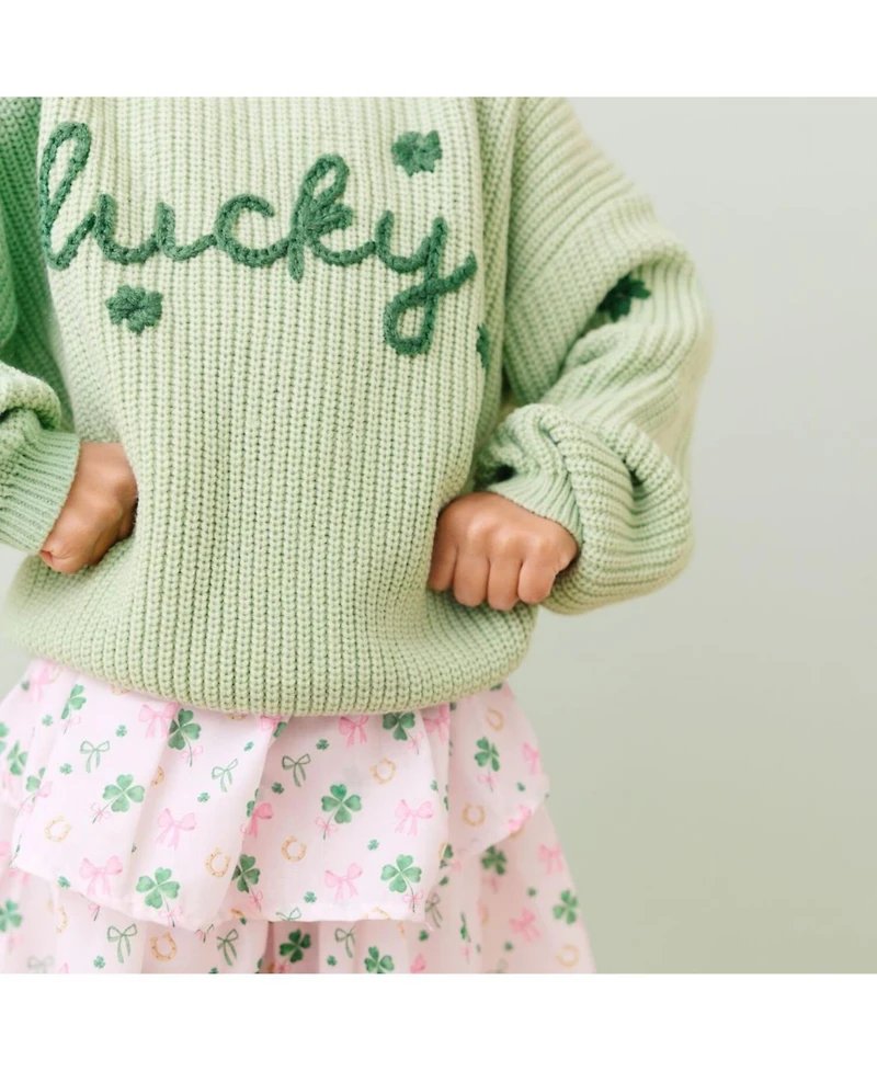 Sweet Wink Little Girls Lucky Shamrock St. Patrick's Day Knit Sweater
