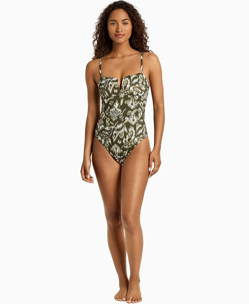 Lauren Ralph Women's V-Wire Over-The-Shoulder One-Piece Swimsuit