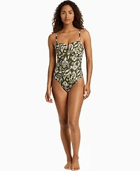 Lauren Ralph Women's V-Wire Over-The-Shoulder One-Piece Swimsuit